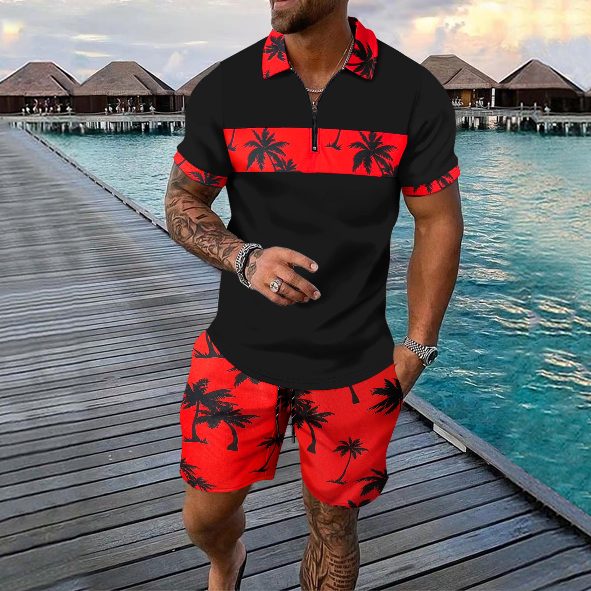 Men's Summer Leisure Two-Piece Set – Top & Shorts