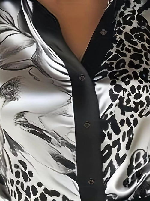 Bedrucktes Button-Up Satinhemd