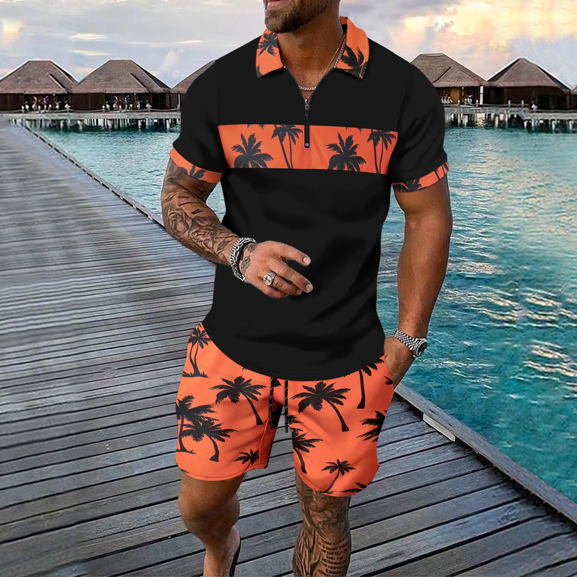 Men's Summer Leisure Two-Piece Set – Top & Shorts