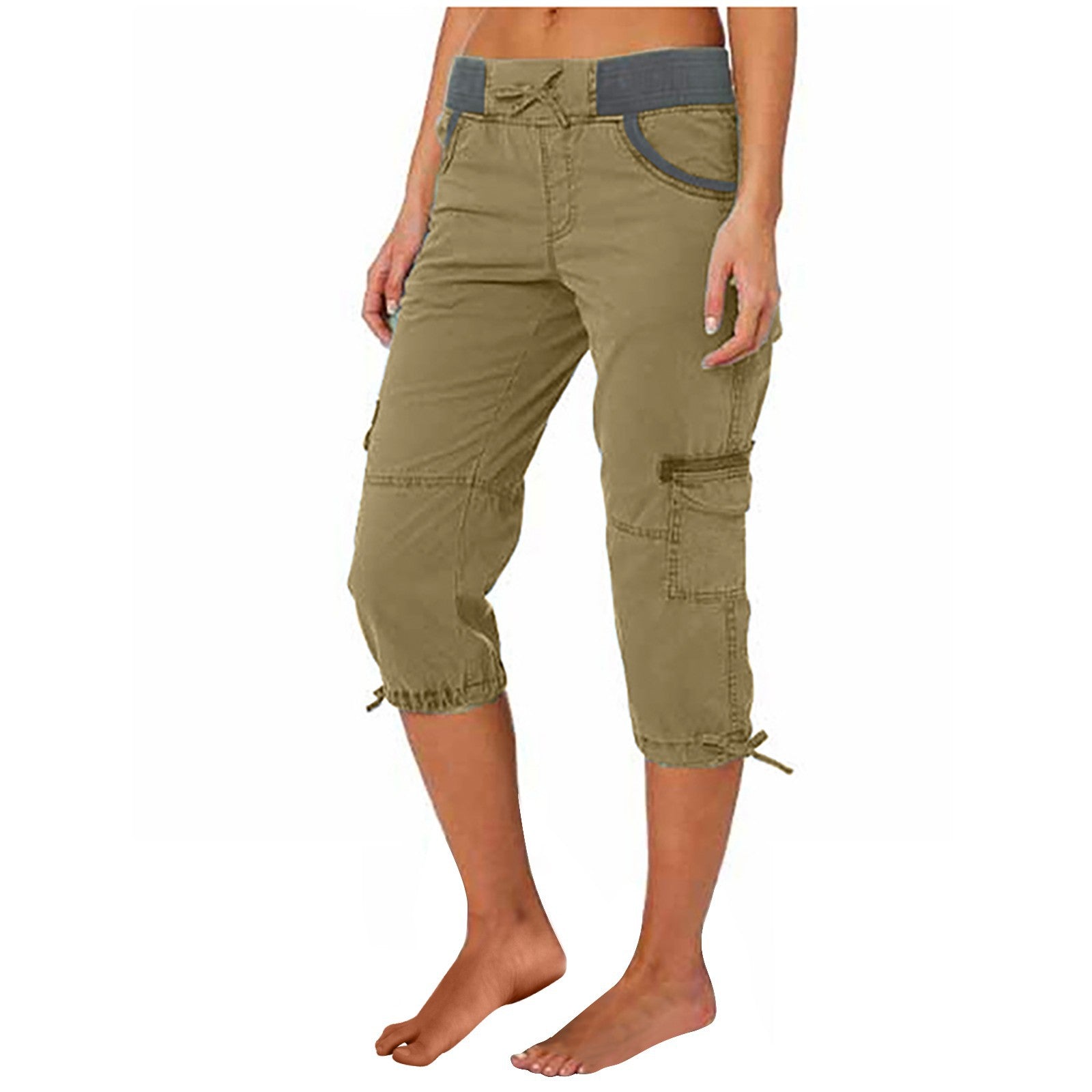 Women's A-Line Loose Wide-Leg Cropped Pants – Adjustable Mid-Rise Cotton