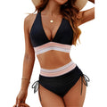 Women's High Waisted Bikini Set – Two Piece Tummy Control Color Block Swimsuit