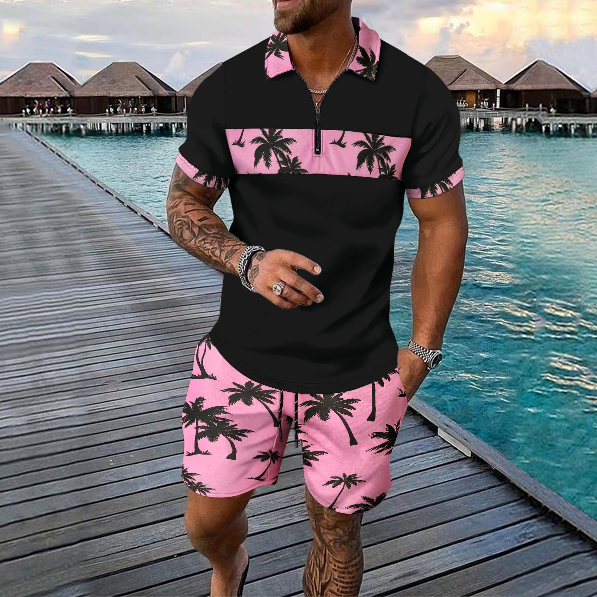 Men's Summer Leisure Two-Piece Set – Top & Shorts