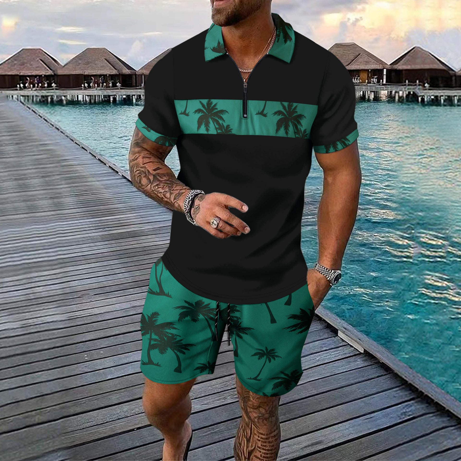 Men's Summer Leisure Two-Piece Set – Top & Shorts