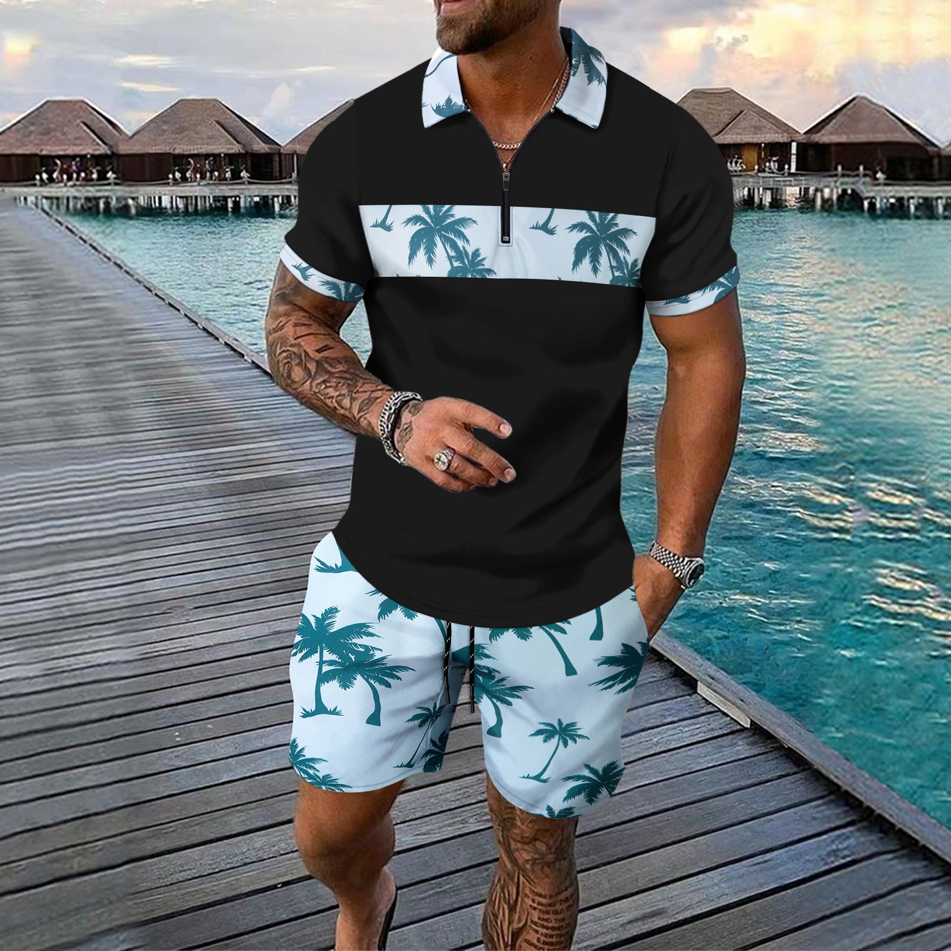 Men's Summer Leisure Two-Piece Set – Top & Shorts