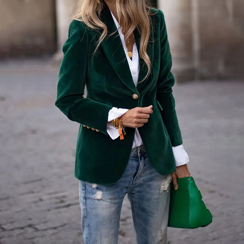 Velvet Lapel Casual Slim Single-breasted Jacket