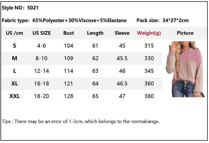 New-style Color-block Long-sleeve Hoodie With A Loose Fit