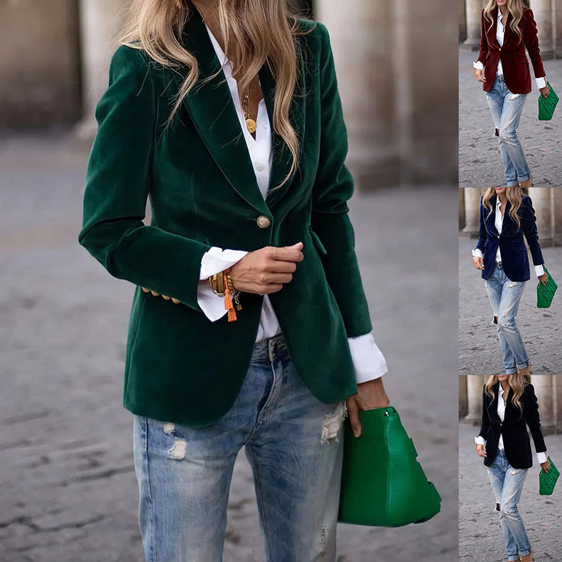 Velvet Lapel Casual Slim Single-breasted Jacket
