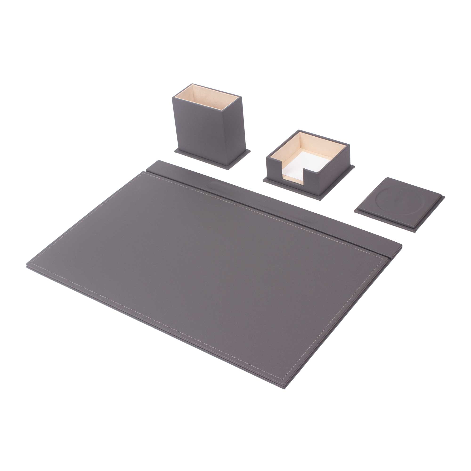 MOOG Leather Desk Set-4 Accessories- Orange - 4 PCS .