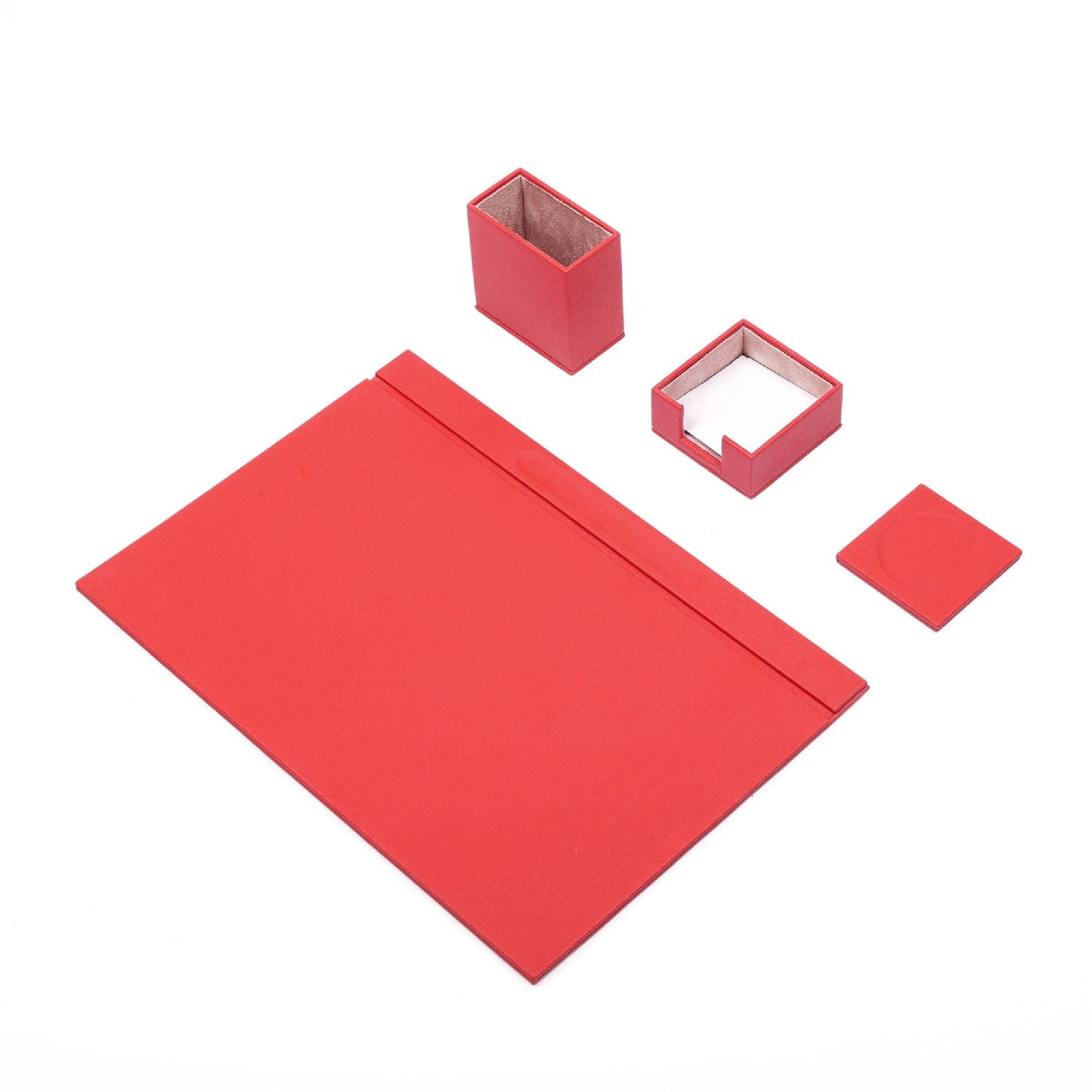 MOOG Leather Desk Set-4 Accessories- Orange - 4 PCS .