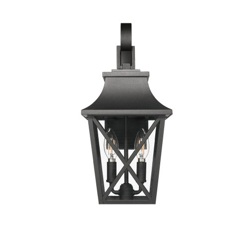 Sleek Matte Black 2-Light Outdoor Wall Sconce