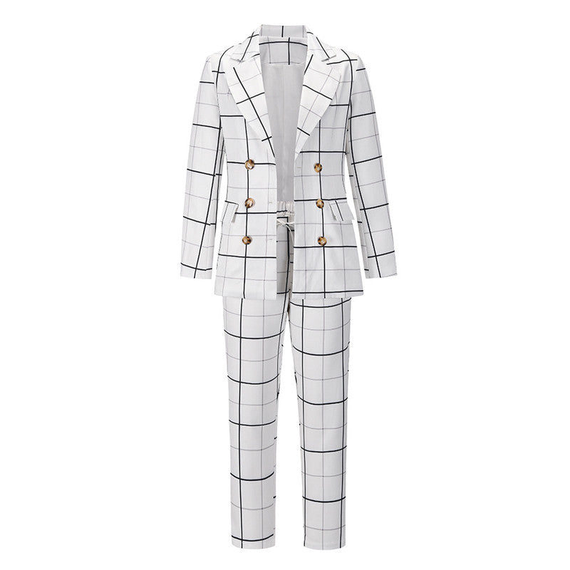 Double-Breasted Slim Suit Set