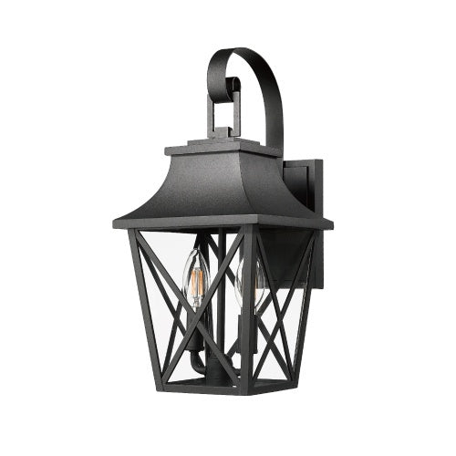 Sleek Matte Black 2-Light Outdoor Wall Sconce