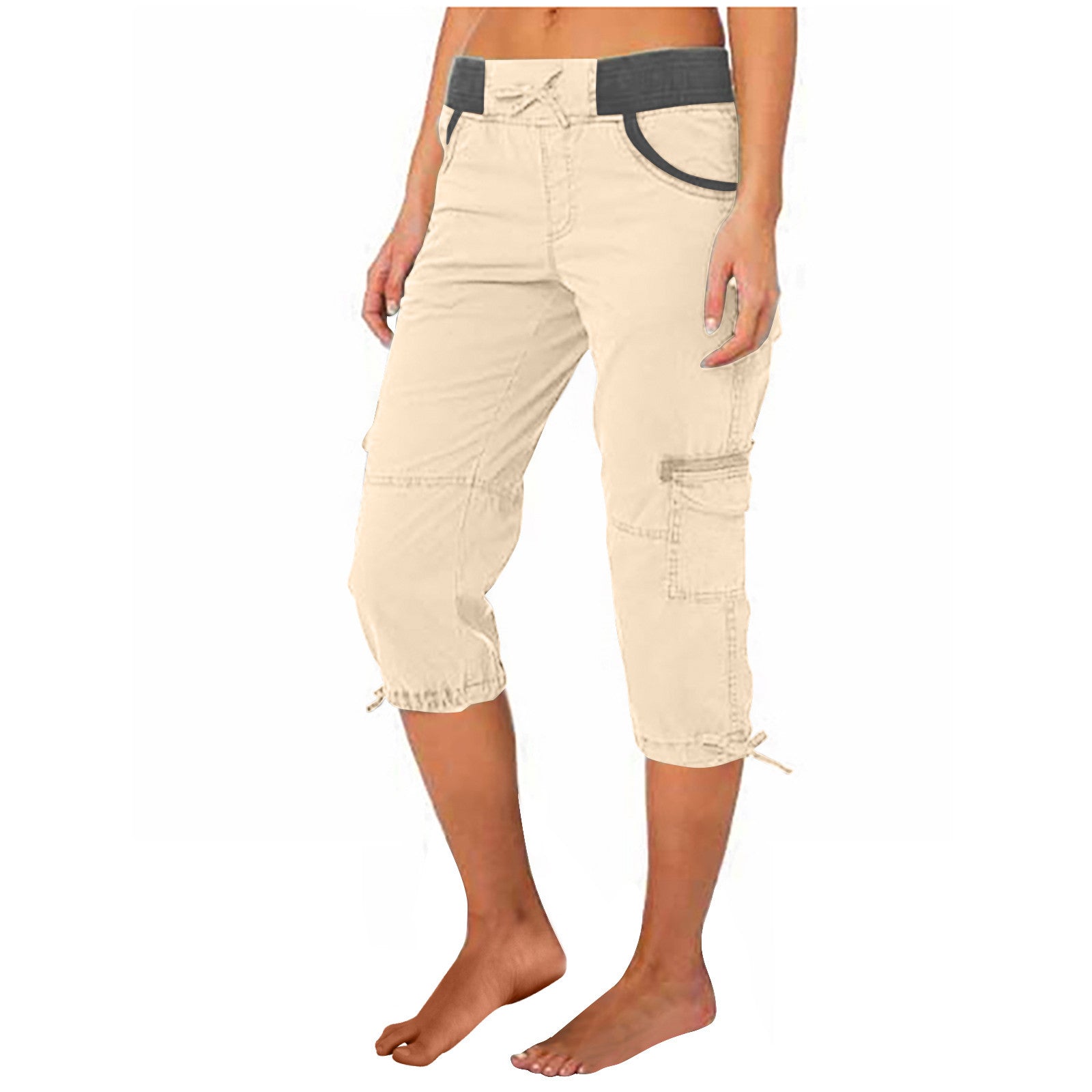 Women's A-Line Loose Wide-Leg Cropped Pants – Adjustable Mid-Rise Cotton