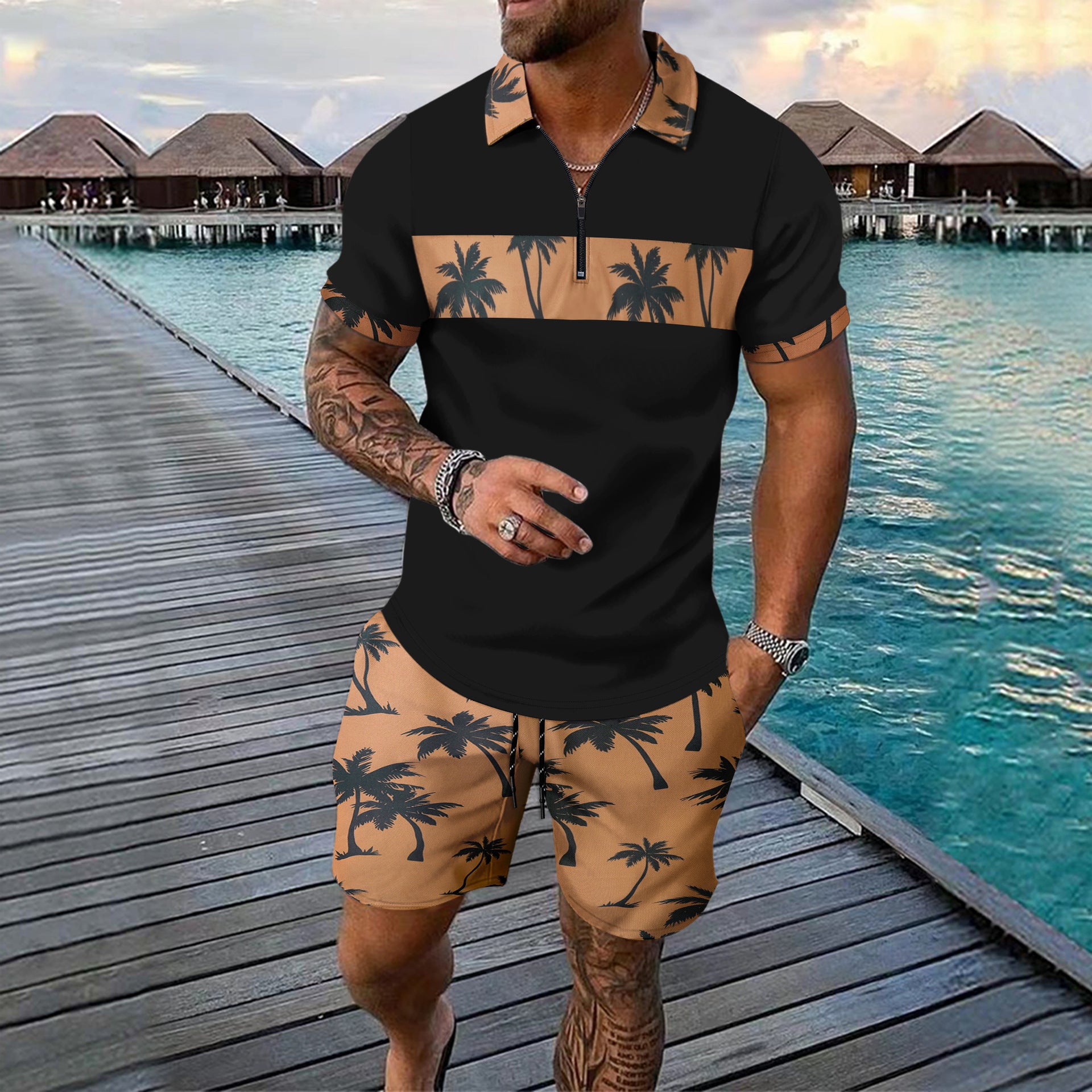 Men's Summer Leisure Two-Piece Set – Top & Shorts