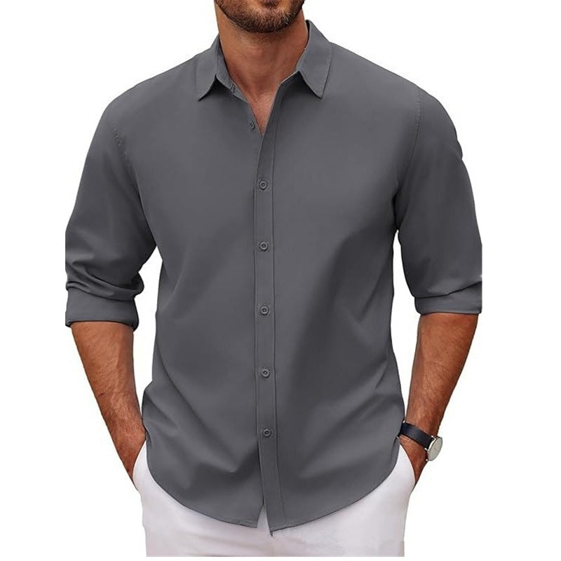 Men's Long-Sleeve Lapel Shirt – American Retro Loose Fit Cardigan