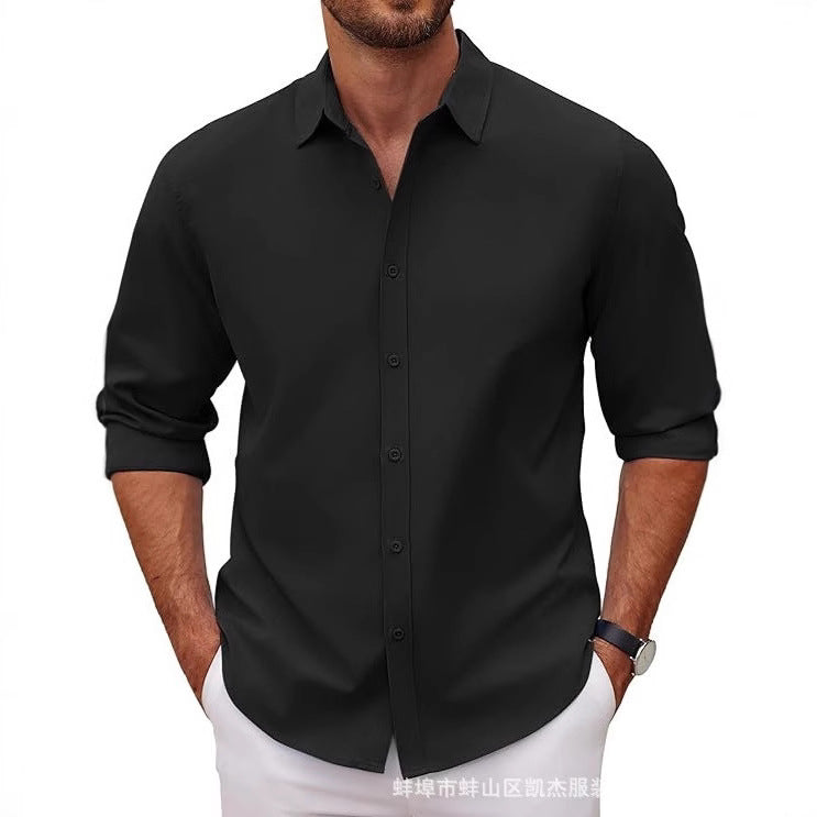 Men's Long-Sleeve Lapel Shirt – American Retro Loose Fit Cardigan