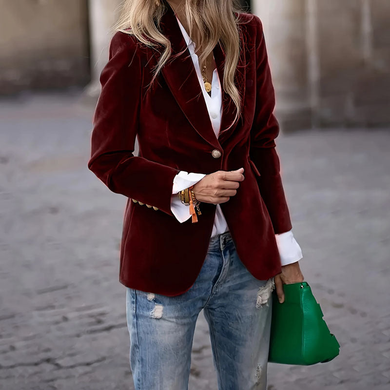 Velvet Lapel Casual Slim Single-breasted Jacket
