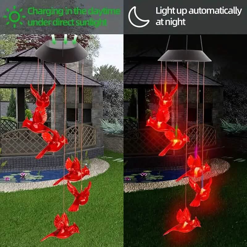 Flaming Bird Wind Chime Solar Lights