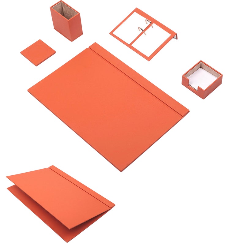 MOOG Leather Desk Set-5 Accessories -Red- 5 PCS