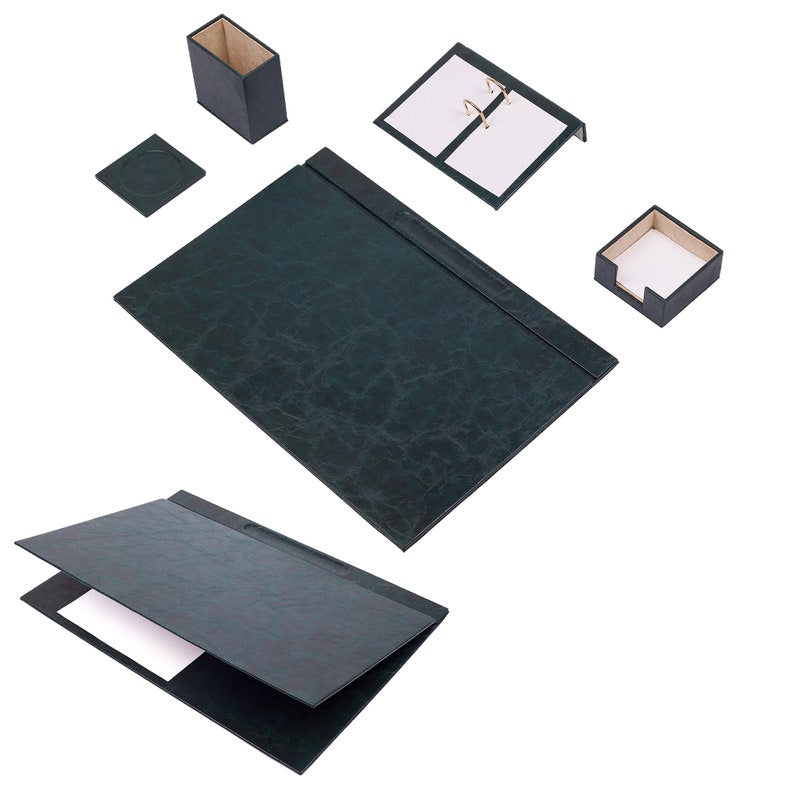 MOOG Leather Desk Set-5 Accessories -Red- 5 PCS