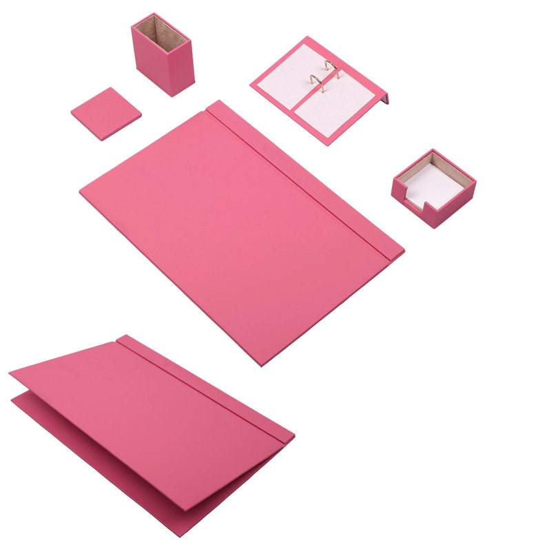 MOOG Leather Desk Set-5 Accessories -Red- 5 PCS